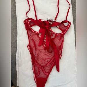 Victoria’s Secret Lingerie Teddy One Piece Bodysuit RED Strappy BDSM size M